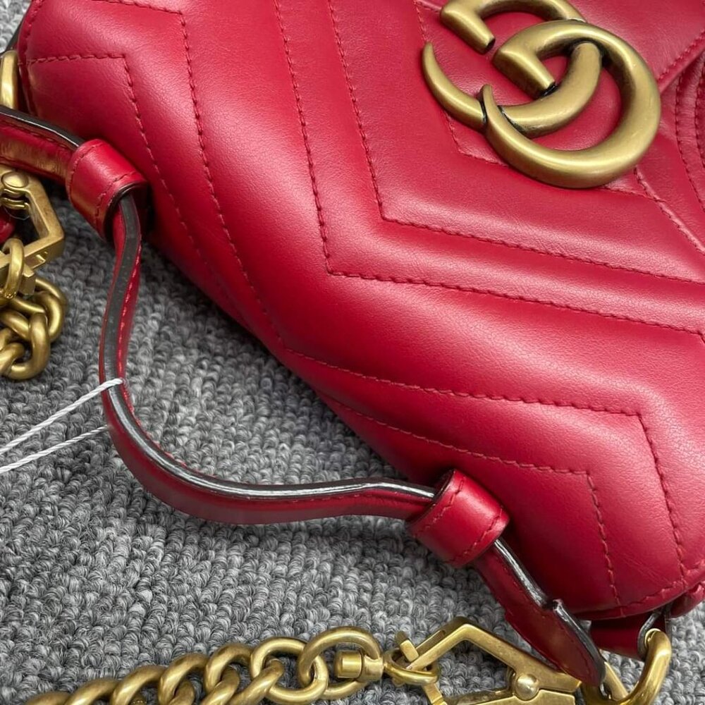 100% Authentic Gucci Marmont Mini Leather Shoulder Bag - Picture 5 of 16